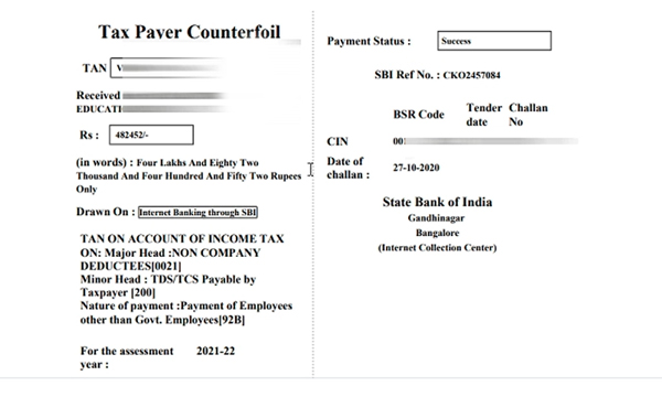 TDS Payment Challan 281 